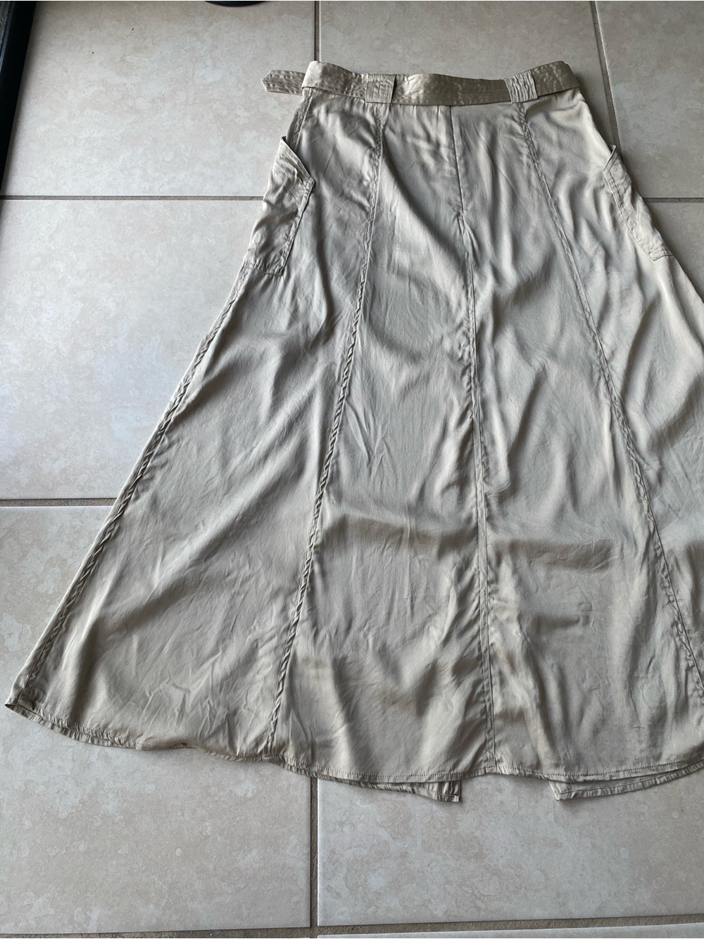 Vintage Fall Y2K Silk Utility Maxi Skirt - Picture 8 of 11